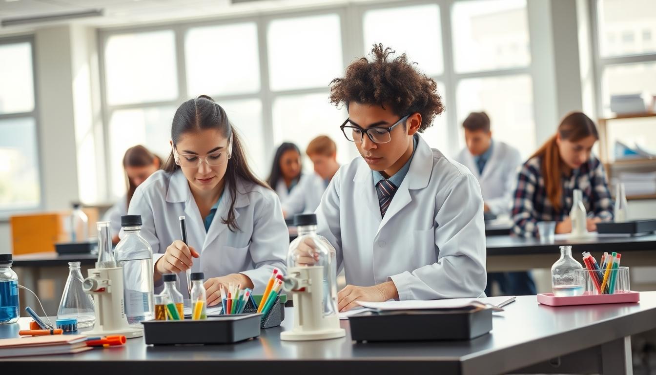 Students working in research laboratory